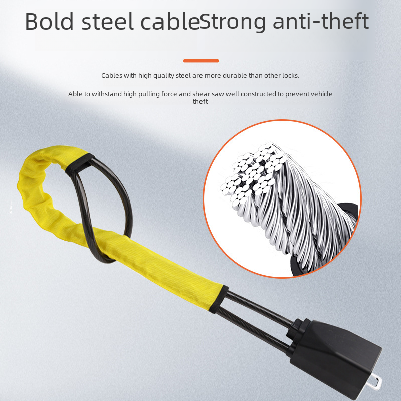 Car Steering Wheel Lock with Retractable Steel Cable